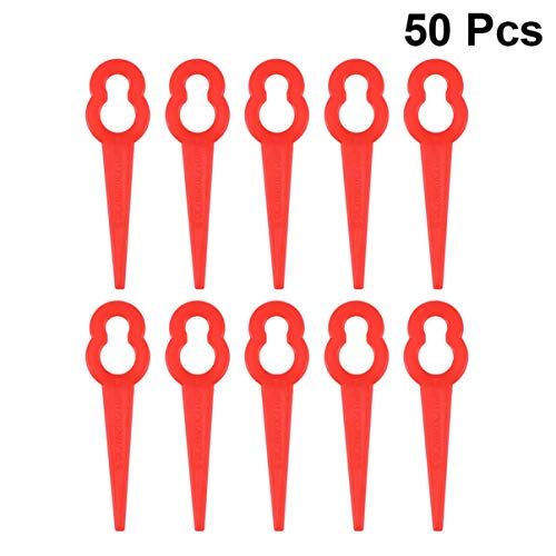 TOPBATHY 50pcs Plastic Grass Trimmer Blades Garden Lawn Mower Cutter Replacement Accessories Tool Fast Switchblades (Red)