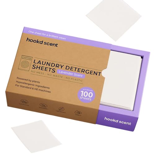 Hook'd Scent Laundry Detergent Sheets, Lavender, Plant-Based, Hypoallergenic, Zero-Mess Formula,