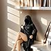 ABDOLL Mysterious Statue 2026 New Bookshelf Decor Resin Statue Gothic Book Shelf Decorations Elegant Queen Figure Sitting Black Robe 3D Spooky Sculpture for Garden Bookshelf (A, 4 Inches)