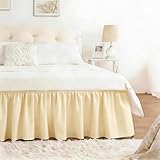 RIMELA Bed Skirt King Size 12 Inch Drop, Wrap Around Elastic Bedskirt Solid Microfiber Luxury Hotel Quality Fabric, Easy to Install Machine Washable Wrinkle & Fade Resistant, Butter Yellow