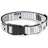 Star Wars Pet Collar, Dog Collar Plastic Buckle, Star Wars Stormtroopers Utility Belt Bounding White Grays, 15 to 24 Inches 1.0 Inch Wide