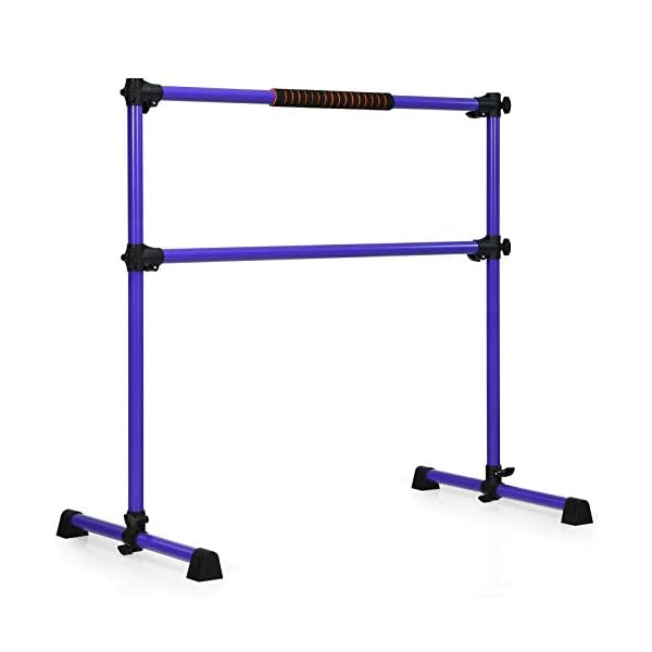 GOFLAME-Ballet-Barre-Portable-Double-Freestanding-Ballet-Barre-Adjustable-Heavy-Duty-Dancing-Stretching-Ballet-for-HomeDance-Barre-Fitness-Ballet-Bar GOFLAME Ballet Barre Portable Double, 4FT Freestanding Ballet Barre Adjustable, Heavy Duty Dancing Stretching Ballet Bar for Home, Dance Barre, Fitness Ballet Bar (Purple)