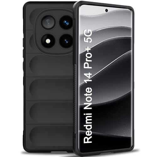 Image of TheGiftKart Liquid Silicon Back Cover Case for Mi Redmi Note 14 Pro Plus 5G | Shockproof Military Grade Protection | Micro-Fibre Cloth On Inner Side | Built-in Anti-Slip Grip Back Cover (TPU, Black)
