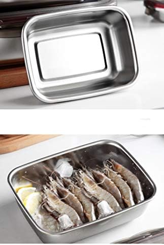 3 Pieces Stainless Steel Food Container with Lids Leak-Proof Meal Prep Food Containers Metal Food Storage Container Set for Freezer Fridge Oven Dishwasher Safe, 600ml/ 1500ml/ 2900ml