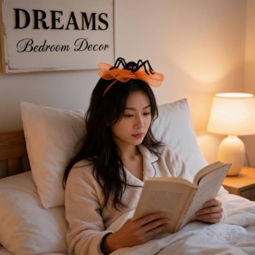 9 Inch Fuzzy Spider Organza Bow Halloween Headband for Costume Parties - image 7