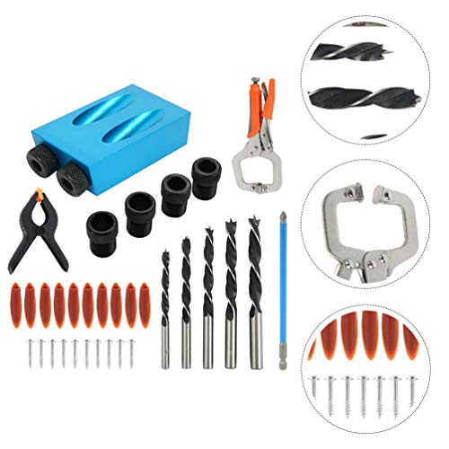 ULTECHVO Kit de 35 peças de mandril para broca de cavilha, 15 graus, ângulo de marcenaria, guias de