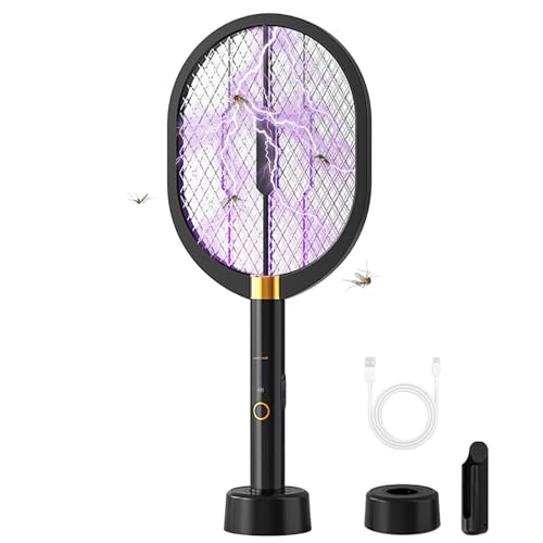 oolong Mosquito Zapper Electric Fly Swatter 3000V Bug Zapper Racket 2 in 1 Fly Zapper with 1200mAh Battery Rechargeable Mosquito Killer Lamp with 3-Mode USB Rechargeable for Indoor Outdoor,Garden