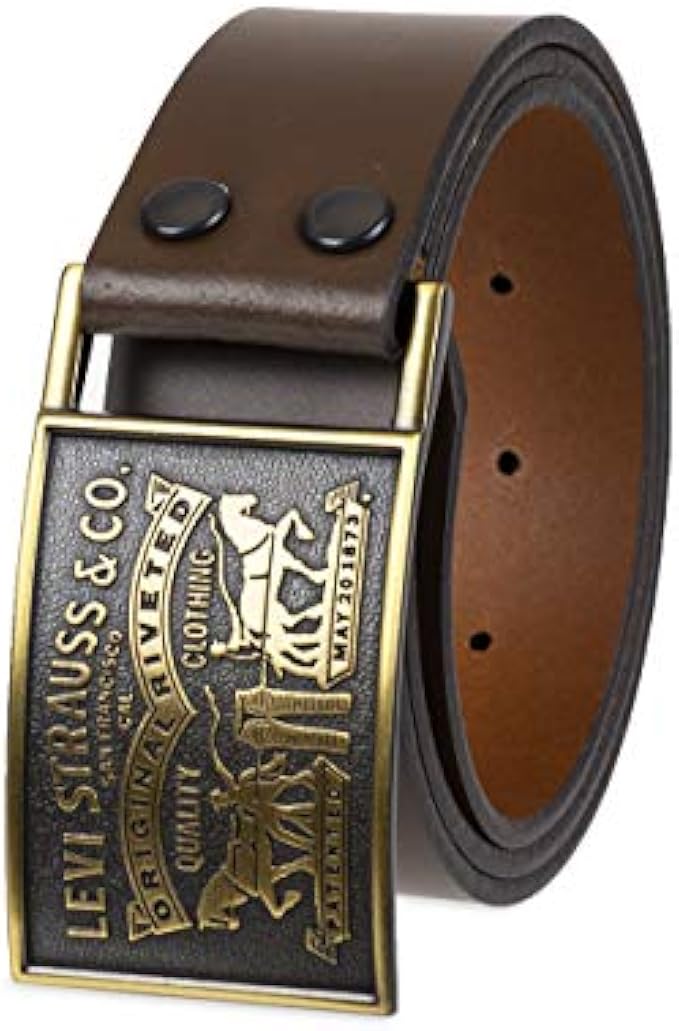 Levi's Men's Leather Belt with Plaque Buckle