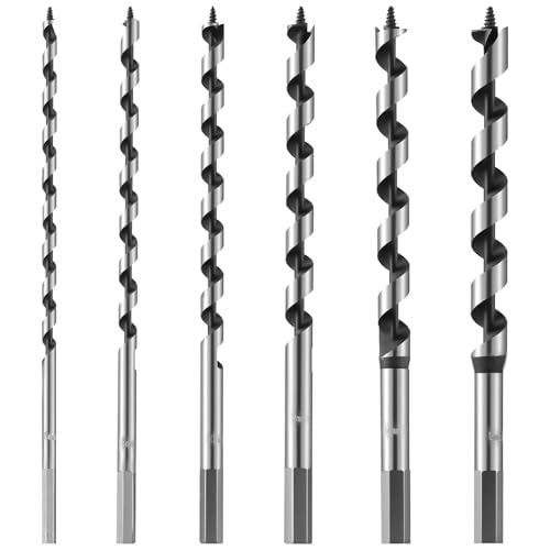 GTGIQXG Set di 6 Punte da Trapano a coclea da 9 con Gambo Esagonale, for Legno tenero e Duro, cartongesso, plastica e Materiali compositi.