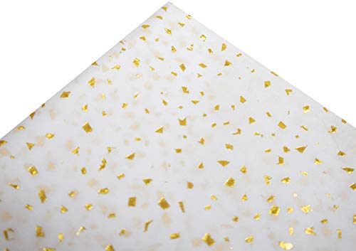 Made in USA 50-Sheet Hot Stamp Glitter Gift Tissue Paper Pack, 20\" X 30\" (Gold on White)