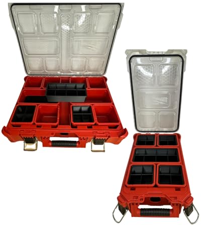 Milwaukee Packout Inserts | Milwaukee Packout Bin Inserts & Dividers | Packout Bins with dividers | Stackable Bins | 48-22-8435 | 48-22-8430 Black