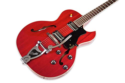 Guild Guitars Newark St. Collection 6 String Hollow-Body Electric Guitar, Right, Cherry Red (Starfire Iii W/Gvt Chr) #TOP5
