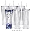 Sweet Grain Snow Globe Tumblers  4 Pack  - 16oz Double Wall Acrylic Tumblers For Snow Globe Cups With Pre Drilled Hole Lids Straws And Hole Stopper Clear Snowglobe Tumbler Detachable Hollow Lid - View #11