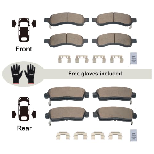 Image of HUSCH Front & Rear Ceramic Brake Pads Fit For Chevrolet, For GMC, For Buick | Clean Wheels, Quiet, Short Braking Distance, Responsive Braking, Long Service Life, for Various Weather, Road Performance