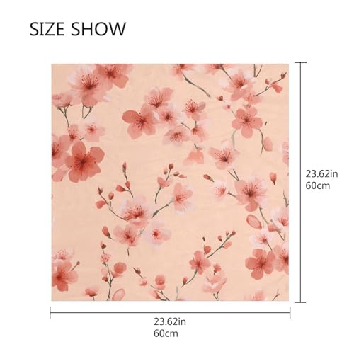 24inch Women's Square Silk Cherry Blossom Pattern Hair Scarves and Wraps Headscarf for Gift2