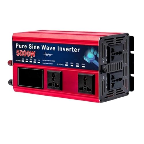 para Inversor Onda Sinusoidal Pura 5500 W O 5000 W Convertidor Voltaje CC 12 V/24 V/48 V/60 V/72 V A CA 110 V/220 V Inversor Energía Solar para Automóvil Convertidor(72V,220V 50Hz,5000W)