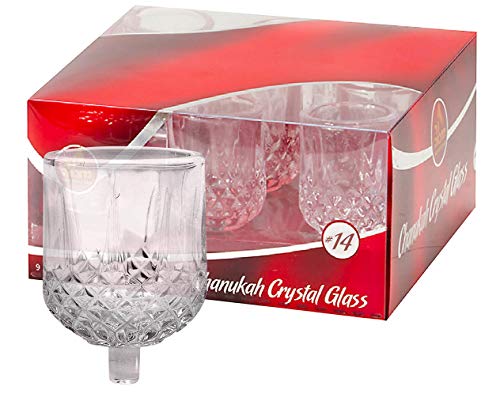 Ner Mitzvah Hanukkah Menorah Oil Cups – Crystal Elegant Holders for Chanukah Menorah Oil or Shabbos Oil Candles – Durable Quality, Long-Lasting