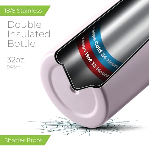 Image of SipX 32 oz Stainless Steel Insulated Water Bottle with Leakproof Lid & Carry Hook - Triple Insulated - Cold 24 Hours /Hot 12 Hours - Perfect for Gym, Work, Sports, Travel - Purple