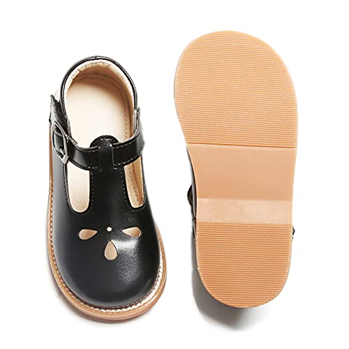 Image of Kiderence Toddler Girl Mary Jane School Uniform Dress Shoes Oxford Flats | Wide Toe Box Great Comfort for Student Shoe and Flower Girl Shoe for Wedding, Parties, Church