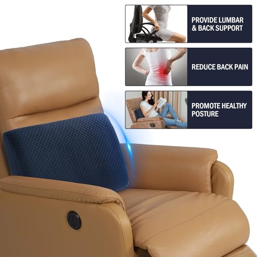 HOMBYS Lumbar Support Pillow for Recliner Chair, Memory Foam Back Support Cushion for Elderly,Extra Large Lumbar Support Pillow,Thick Backrest for Home Reading (Navy Blue, 20“x13.5"x5")