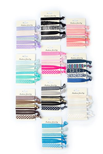 60 Pack! No Crease Hair Ties Hair Ponytail Holders Elastic Styling Accessories Ribbon Bands by HBY