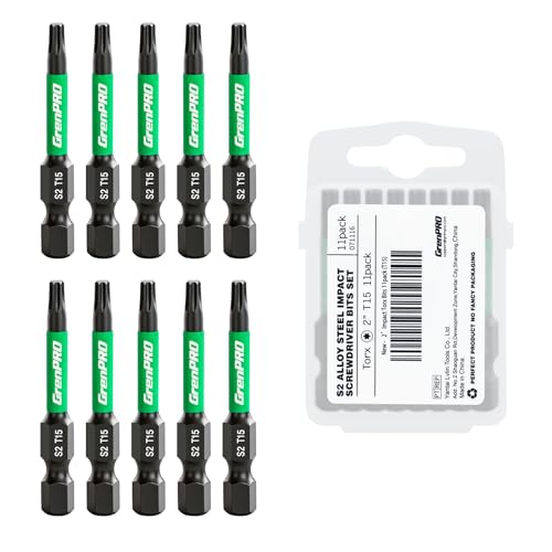 Image of GRENPRO 11Pcs Impact Torx Bits T15, 2 inch S2 Steel Magnetic Screwdriver Bits