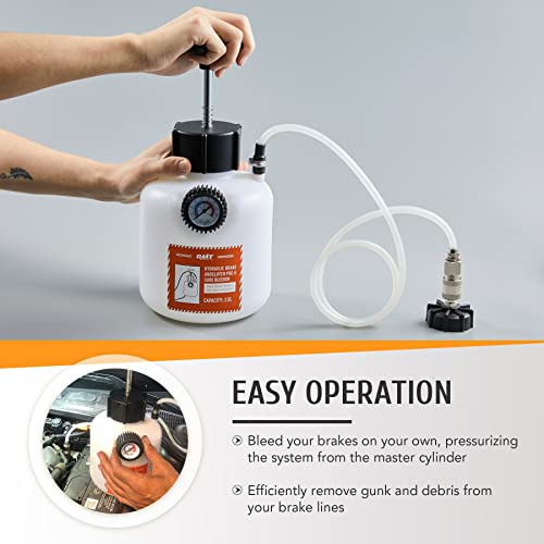 Orion Motor Tech Brake Pressure Bleeder, European Brake Bleeder With Hand Pump, 2.5L Pressure Brake Bleeder With Hose And European Adapter, Manual Brake Fluid Pressure Bleeder #TOP1