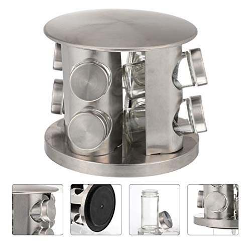 Cabilock Spice Rack Com Frascos 8 Bancada Bancada Cremalheira Do Spice Spice Torre Redonda Cremalhei