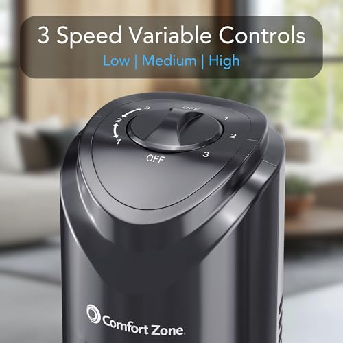 COMFORT ZONE 32" Oscillating Tower Fan with Bladeless Design - Black - Image 4