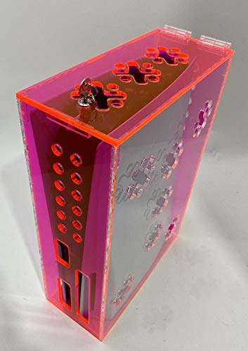 acrylic mega store playstation 5 security/ protection box - fluorescent pink - compatible with playstation 5 standard and digital