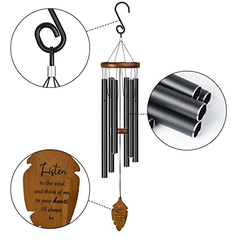 Kingtto Outdoors Wind Chimes Sympathy Memorial For Loss Of Loved One - Soothing Melodic Tones. Bamboo And Aluminum Chime Great As A Gift For Your Patio Porch Garden And Backyard (34.6" Black) #TOP2