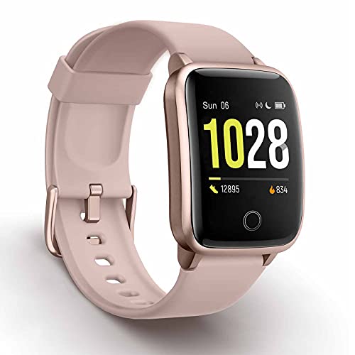 Smart Watch with Fitness Tracker, Fitness Watch with Step Calorie Counter Tracker Heart Rate Monitor, Activity Tracker IP68 Waterproof Pedometer Compatible with iOS, Android for Men, Women(Pink)