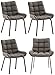 CLP Set Da 4 Sedie Da Pranzo Saranda In Tessuto I Seduta Design Trapuntata Con Telaio In Metallo I Poltroncina Soggiorno, Colore:grigio titanio, Colore del telaio:nero