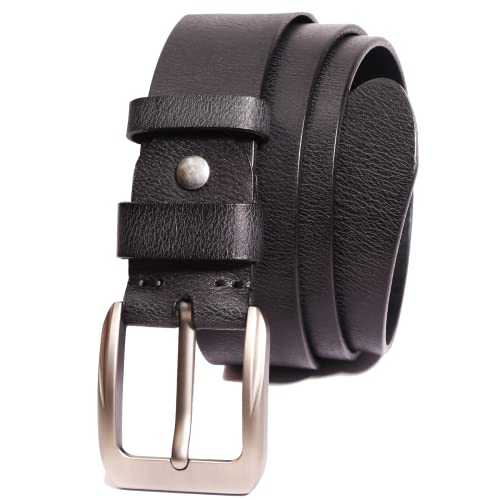 DONWORD Italian Full Grain Leather Belts for Men - Metal Buckle Durable Solid Belts for Jeans