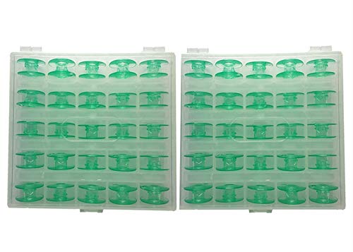 Colorsheng Green Plastic Sewing Machines Bobbins Compatible for Viking Husqvarna #4131825-45# (2 Box of 50pcs Bobbins)