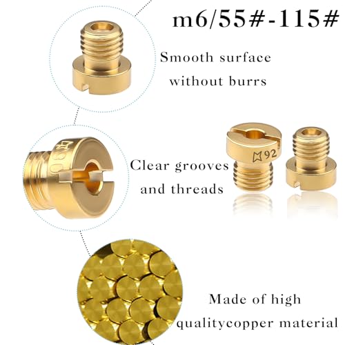 25 Stück Vergaser Düsen M6 Vergaserdüsen Hauptdüsenset Satz Vergaser Düse（55-115） 55，58，60，62，65，68，70，72，75，78，80，82，85，88，90，92，95，98，100，102，105，108，110，112，115 Gasdüsen für Gasgrill für Roller