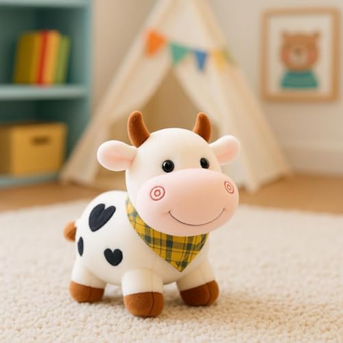 Image of Cionum Soft Plush Toy for Kids - Cute Stuffed Animal Soft Toy - Soft Cuddly Toy for Baby Boys & Girls, Return Gift & Room Decor -White Cow 30cm