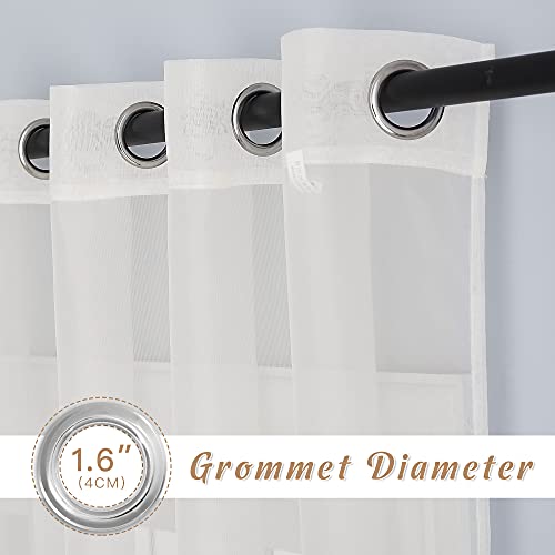 Image of NICETOWN Sheer Window Curtain Drapes for Kitchen, Grommet Voile Sheer Solid Curtain Panels Lightweight & Airy Window Treatment for Flat, Beige, W54 x L54, Sold by 1 Pair