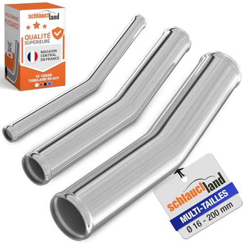 15° Degré TUBE COUDE ALUMINIUM EXT-Ø 38mm argent TUYAU coloré polie | SÉLECTION COULEURS & TAILLES | Alu Conduite Durite Universel Eaux Air Liquide Turbo...