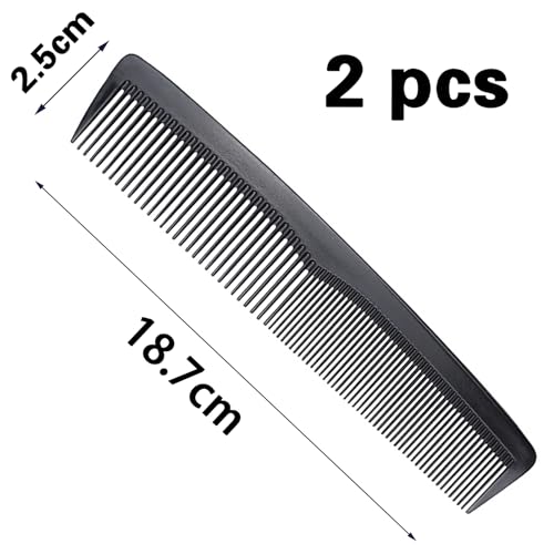 Foto von 2 Stücke Haarkamm,Hair Comb,Herren Kamm,Multifunktionaler Friseur Kamm,Antistatischer,Breiter Zahnkamm+Feine Zahnung,18.7cm