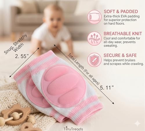 Image of Vin Baby Knee Elbow Hand Leg Protector Pads for Crawling Adjustable Breathable Waterproof Safety Protector, Anti-Slip Elastic Knee Elbow Pads Soft Cushion for Babies, Toddlers, Infants, Boys, Girls, Kids ( 2 Pair,Multicolor)