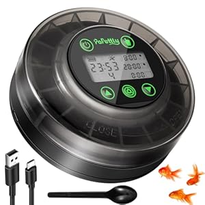 Automatic Fish Feeder for Aquarium – Auto Fish Food Dispenser for Turtle Tank with USB Cable & LCD Display, Timer for Vacation Weekend Holiday, with Feeder Spoon