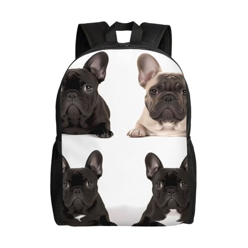 Anceky Zaino Bulldog francese carino, impermeabile, leggero, casual, da viaggio, per laptop, per uomo e donna