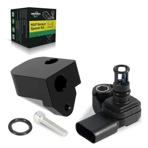 Intake Air Pressure and Temperature Sensor + Black Spacer Kit Fit for Chevrolet Silverado GMC Sierra 2500HD 3500HD 6.6L L5P Duramax Diesel 2017-2024, Replace 12681993 Manifold Pressure (MAP) Sensor