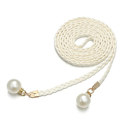 Thin Belts Wear Accessories PU Hemp Rope Apparel Accessories Clothing Collocation Summer Waistband(white)