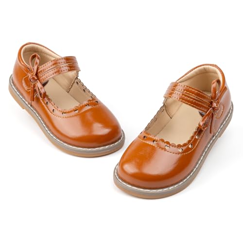 Toddler Girl's Classic Mary Jane Ballet Flat School Uniform Dress Shoes for Wedding Party Flower Girl