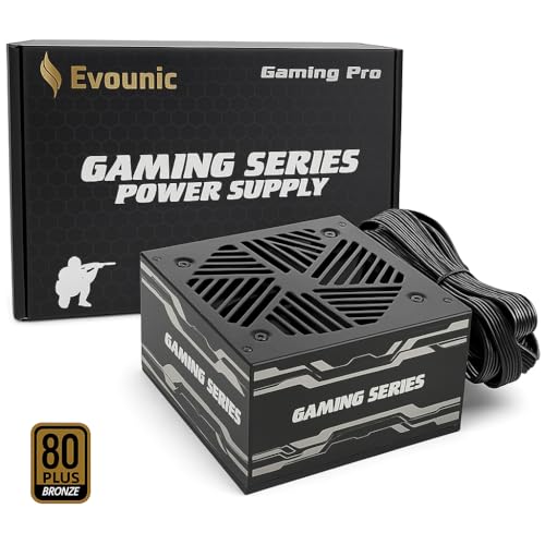 Evounic 800W 80 Plus Bronze Certified ATX Power Supply – Full Modular PSU with Active PFC, Dual/Quad Core Support, SLI/Crossfire, Haswell Ready – Gaming/Desktop PC Compatible (800W Non-Modular)