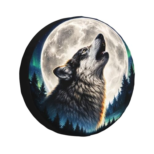 Image of Wolf Spare Tire Cover - Funny Wheel Protectors Waterproof Universal Wheel Cover for SUV Rv Travel Trailer Camper Truck 14 Inch