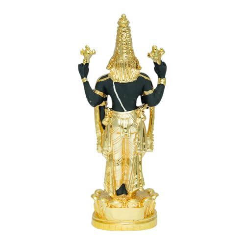 Image of Gold Plated Standing Balaji | Lord Venkateshwara Idol for Blessings, Wealth & Success |Lord Srinivasa Murti for Pooja Room, Office Desk & Gifting| Size: 9cm x 4cm x 22cm