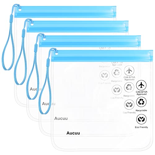 Aucuu Trousse de Toilette Transparente Femme, 20x20cm Kit Voyage Avion Cabine Sac à Liquide 1L Pochette Transparente Voyage, Sac de Voyage Transparent Trousse pour Liquides Femmes & Hommes